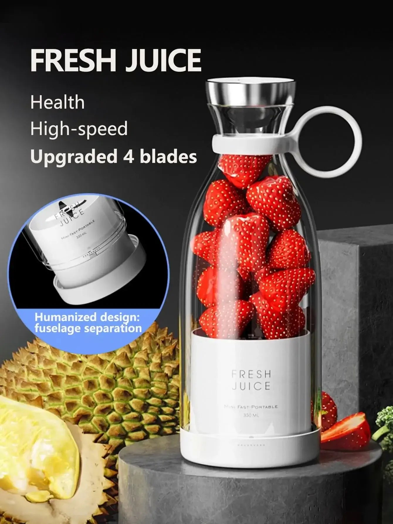 Batidora portátil recargable, batidoras recargables de frutas frescas, mini licuadora eléctrica rápida, máquina de hielo portatil - EBEPEX