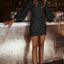 Mini vestido de fiesta de lentejuelas con mangas abullonadas negro - EBEPEX