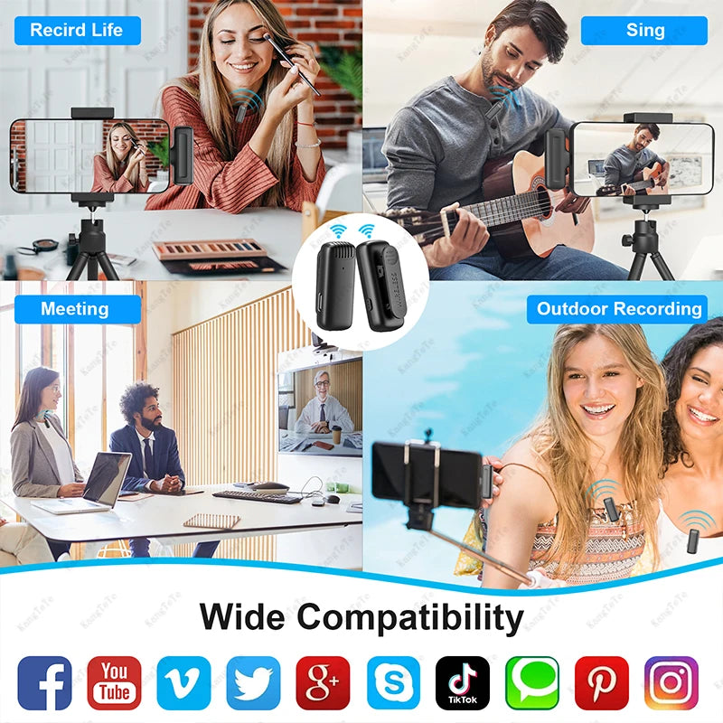 Minimicrófono portátil inalámbrico para iPhone y Android con caja de carga - EBEPEX