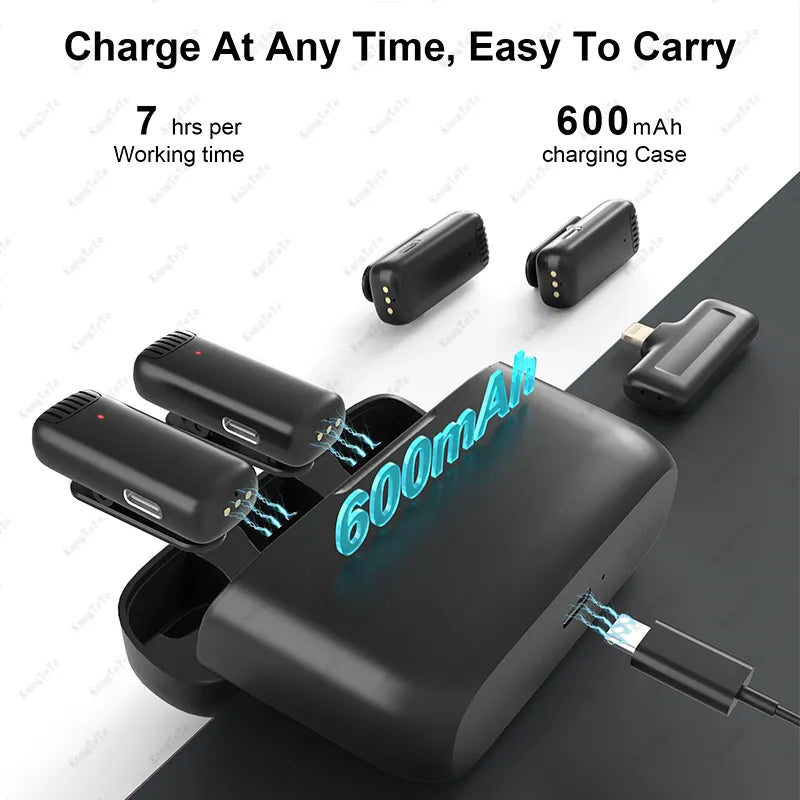Minimicrófono portátil inalámbrico para iPhone y Android con caja de carga - EBEPEX