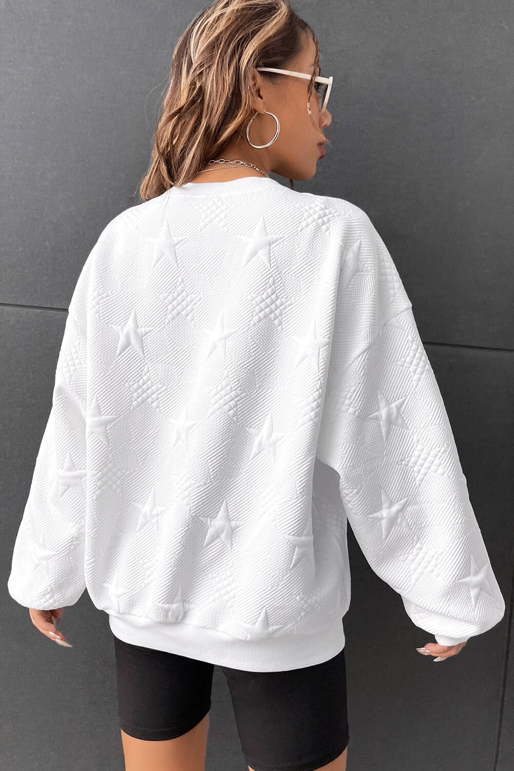 Sudadera mujer sin capucha con estrella en relieve de hombros caídos - EBEPEX