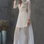 Deep V Neck Long Sleeve Sequin Tulle Wedding Long Dress - EBEPEX