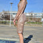Nude Sequin Tassel Sleeve Bodycon Evening Dress - EBEPEX
