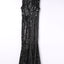 Black Slit High Neck Cutout Bust Sleeveless Sequin Gown - EBEPEX