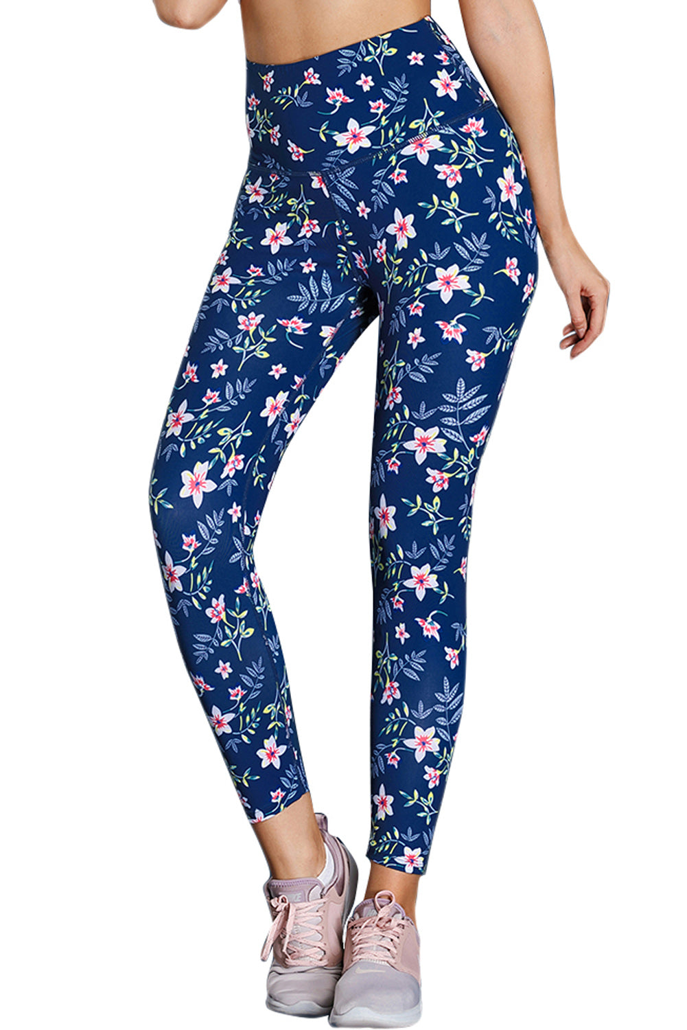 High Waist Floral Print Compression Womens Leggings