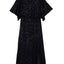 Black Side Slit Crew Neck Sequin Maxi Dress - EBEPEX