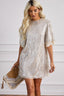 Silvery Sequin Shift Mini Dress