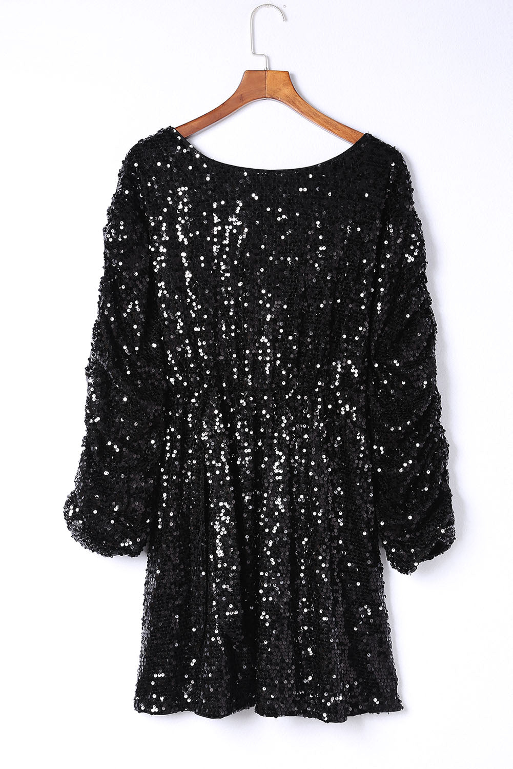 Mini vestido negro de manga larga con lentejuelas - EBEPEX