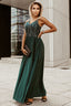 Green Sequin Lines Bodice High Waist Gown