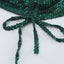 Green Sequin Deep V Neck Side Shirring Long Sleeve Mini Dress