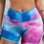 Blue Printed High Waist Lift Up Yoga Shorts - EBEPEX