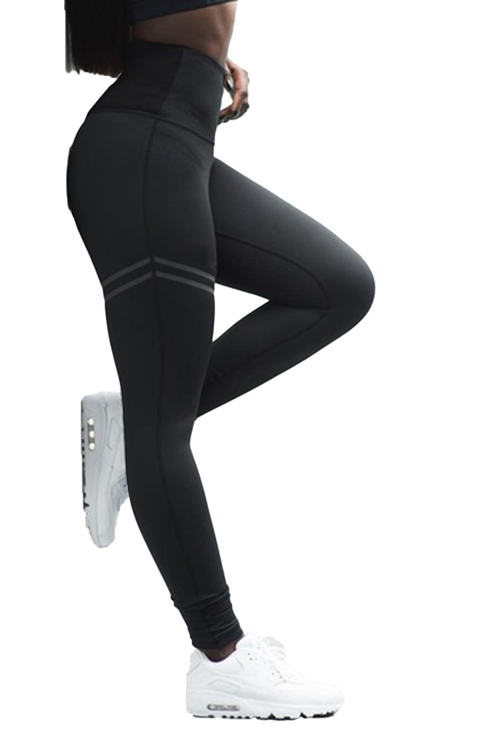 Black Running Gym High Waist Sport Yoga Fitness Leggings - EBEPEX