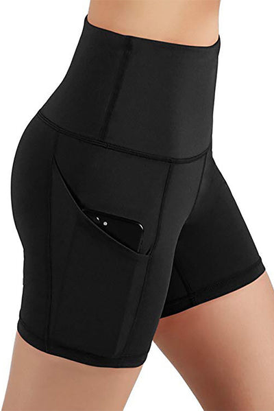 Leggings Corto Cintura Alta Negro con Bolsillo