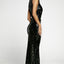 Black Slit High Neck Cutout Bust Sleeveless Sequin Gown - EBEPEX