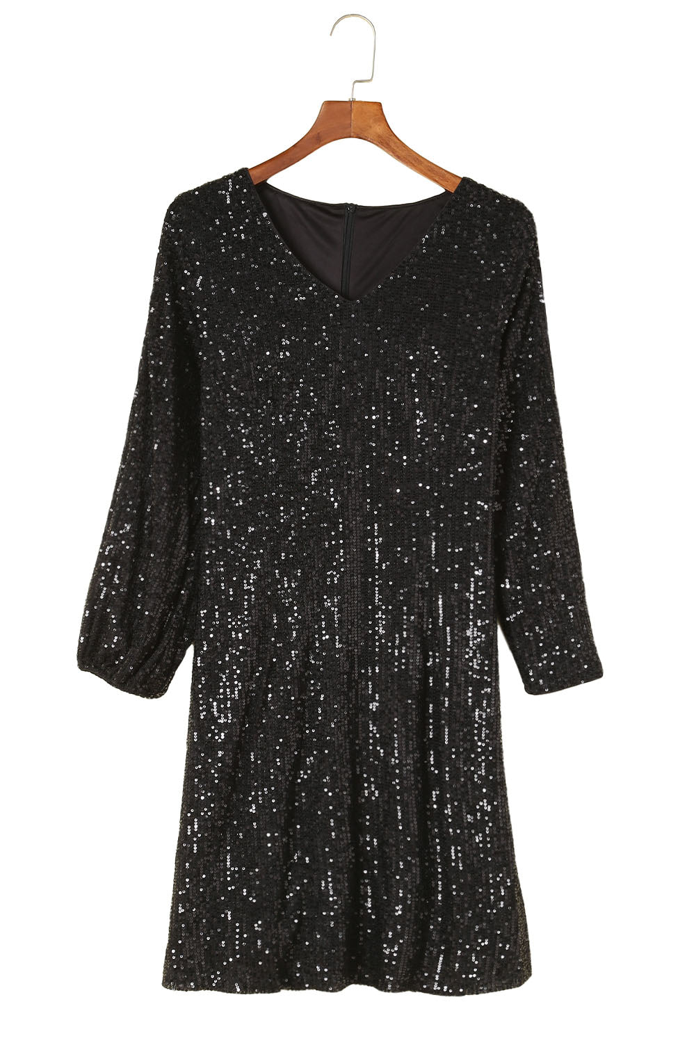 Black Slit Sleeves Sequin Dress - EBEPEX