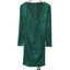 Green Sequin Deep V Neck Side Shirring Long Sleeve Mini Dress
