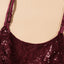 Wine Red Sequin Side Slit Cami Dress