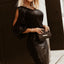 Black Slit Sleeves Sequin Dress - EBEPEX