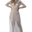 Deep V Neck Long Sleeve Sequin Tulle Wedding Long Dress