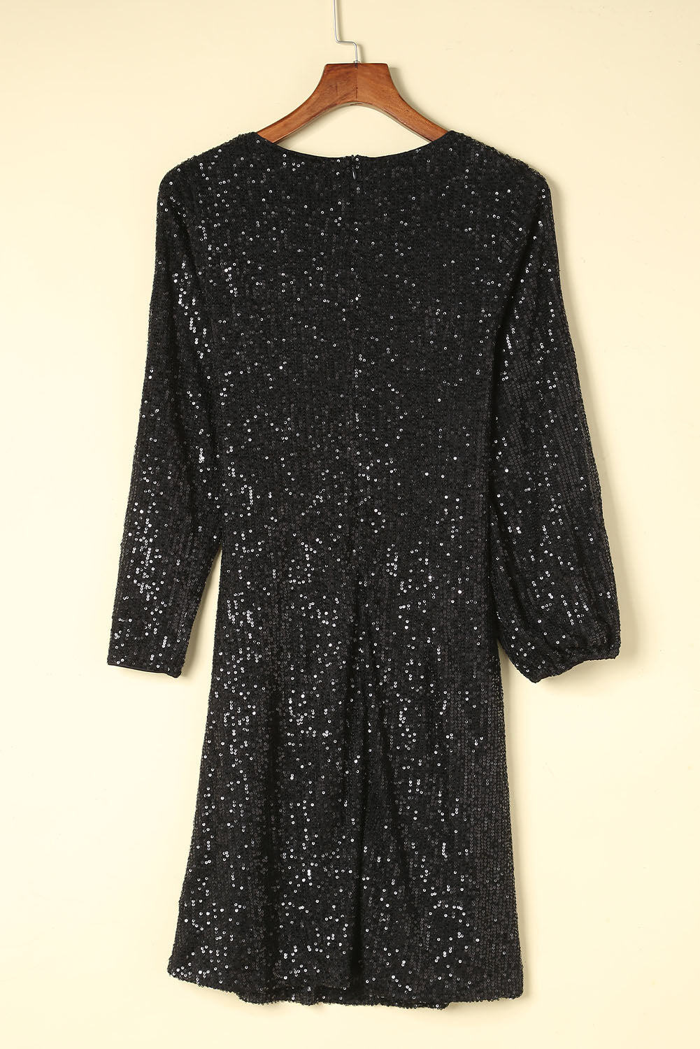 Black Slit Sleeves Sequin Dress - EBEPEX