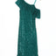 Green One-Shoulder Sling Ruffled Sequin Dress