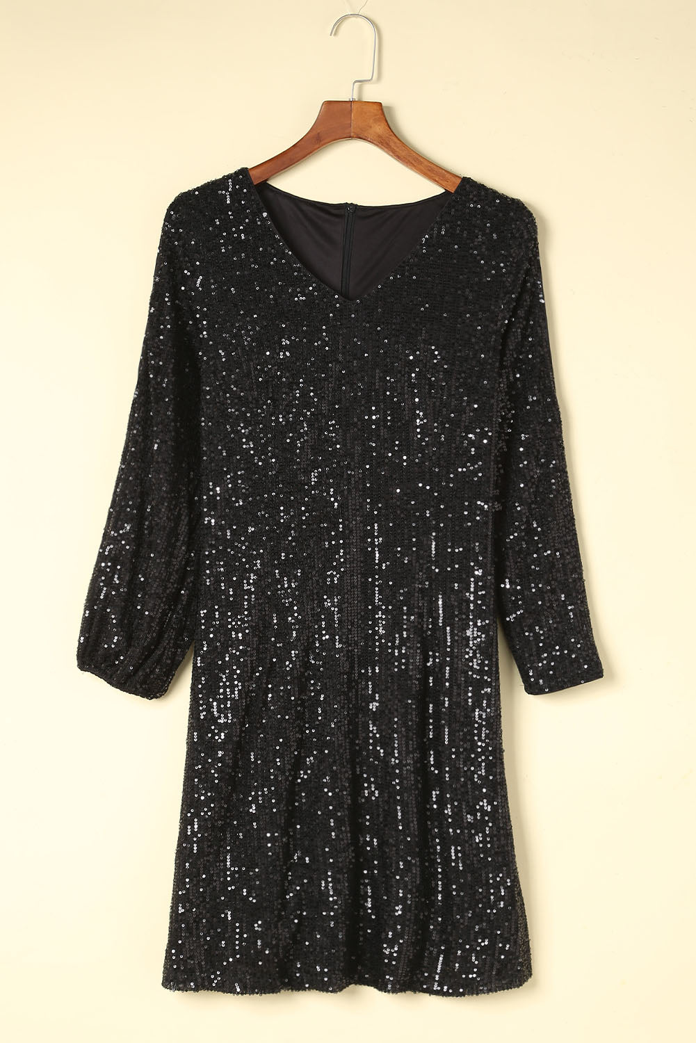 Black Slit Sleeves Sequin Dress - EBEPEX