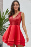 Heart Broken Red Gold Sequin Multi Layer Skater Dress