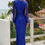 Blue Sequin Fringe Sleeve Party Maxi Evening Dress - EBEPEX