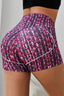 Red Printed High Waist Lift Up Yoga Shorts