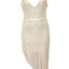 Golden V Neck Bodycon Sequin Dress - EBEPEX