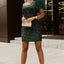 Green One-shoulder Flutter Sleeve Sequin Dress - EBEPEX