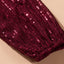 Wine Red Loose Long Sleeve Sequin Dress with Sash - EBEPEX