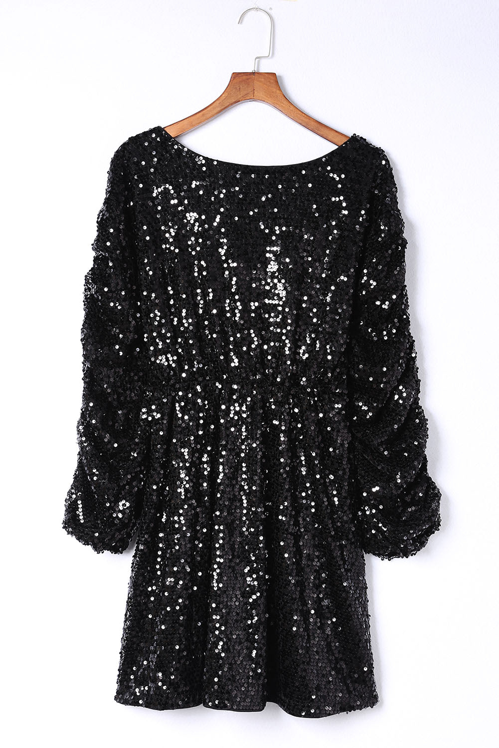 Mini vestido negro de manga larga con lentejuelas - EBEPEX