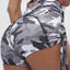 Gray Camo Print High Waist Side Ruched Fitness Yoga Shorts - EBEPEX