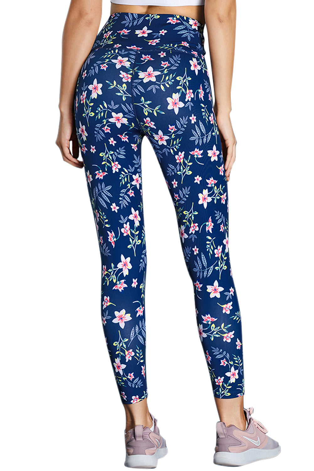 High Waist Floral Print Compression Womens Leggings - EBEPEX