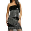 Black Strapless Fringe Skinny Sequin Dress - EBEPEX