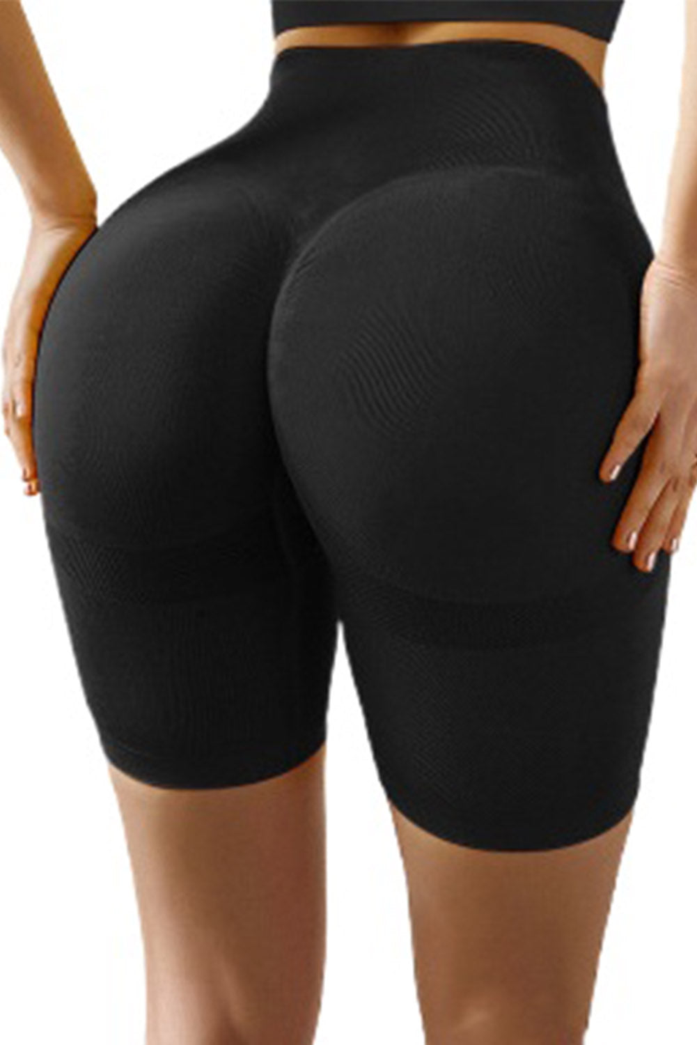 Black Slim Fit Hip Push Up High Waist Yoga Sport Shorts