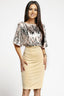 Apricot Sequin Batwing Top Midi Dress