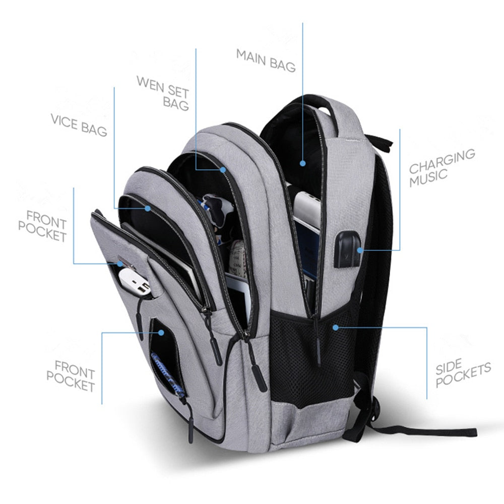 Mochila de varios compartimentos con USB - EBEPEX
