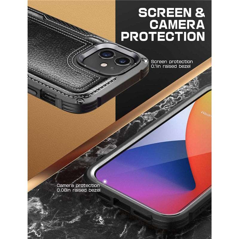 Funda decorada de cuero para iPhone 12