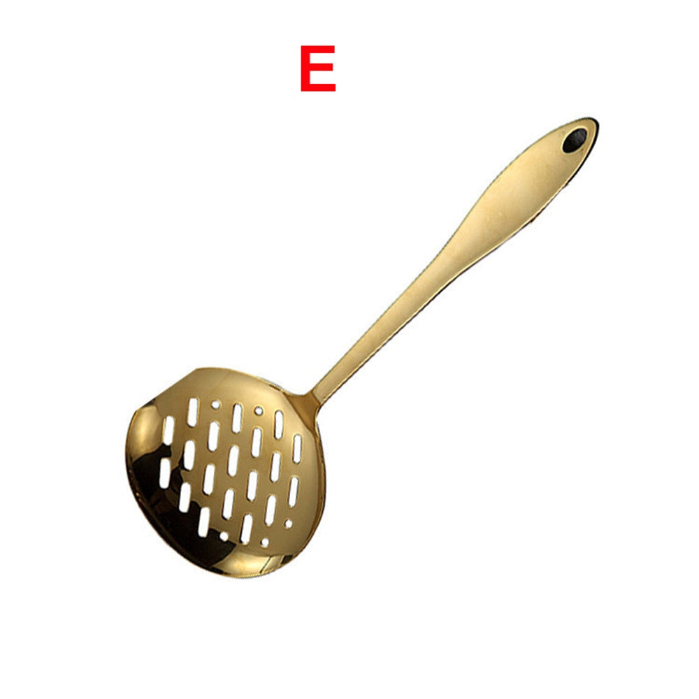 Juego de cucharones en acero inoxidable de 8 piezas, color dorado - EBEPEX