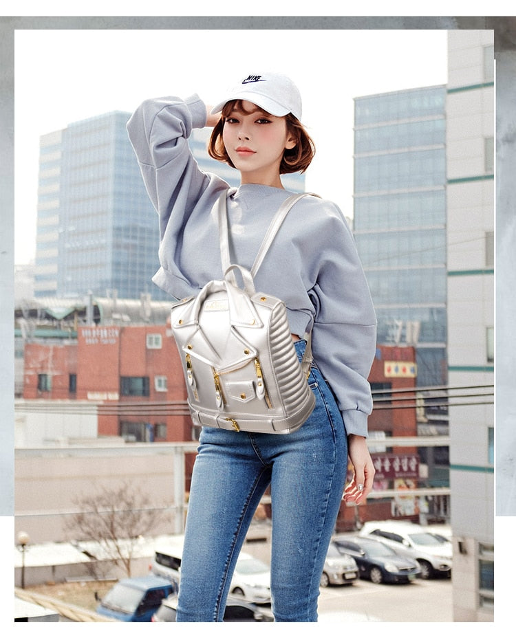 Mochila en forma de Jacket de cuero para mujer - EBEPEX