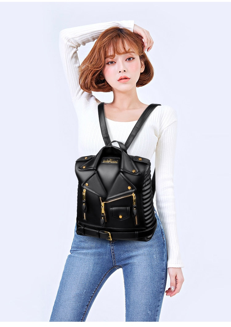Mochila en forma de Jacket de cuero para mujer - EBEPEX