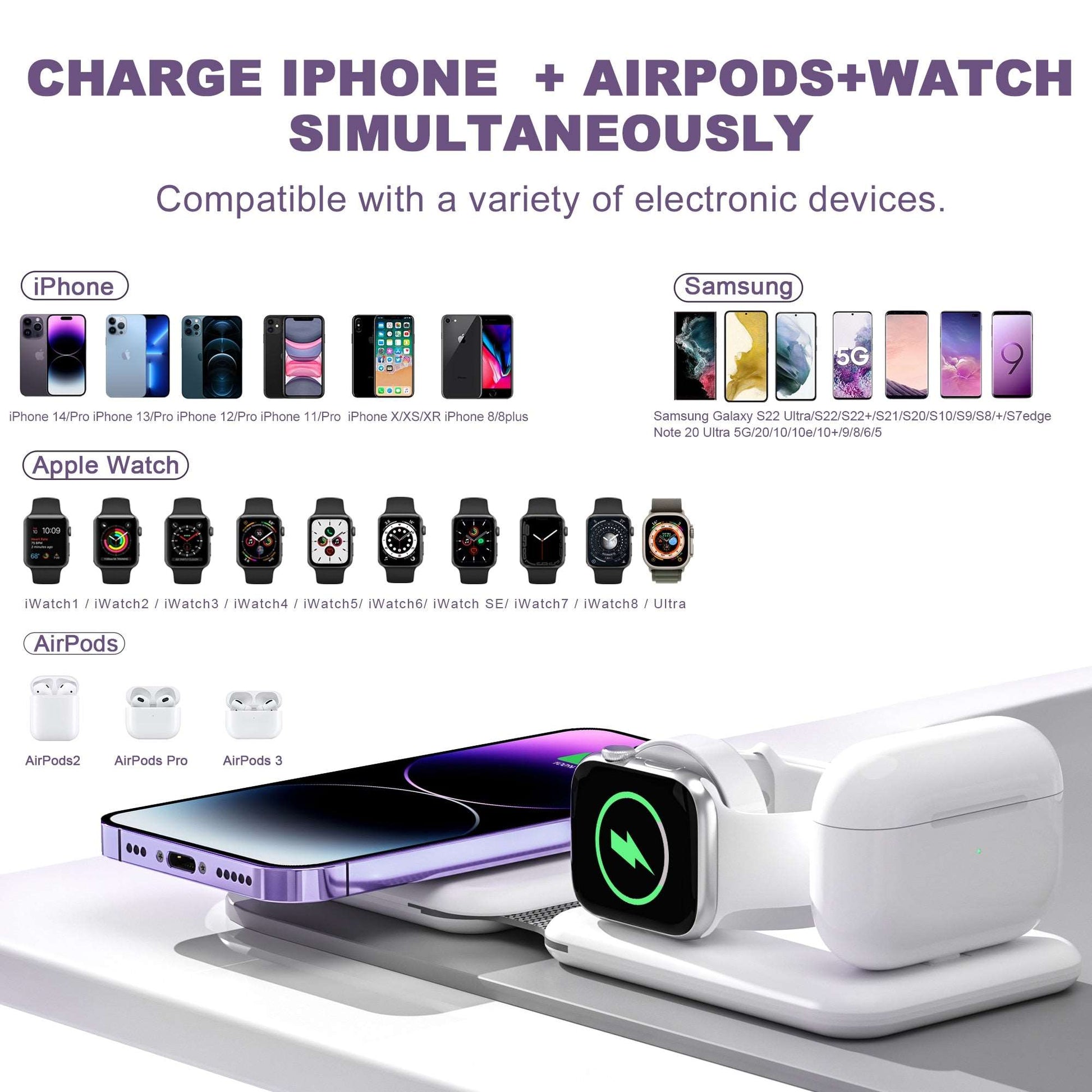 Cargador inalámbrico 3 in 1 para iPhone