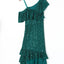 Green One-Shoulder Sling Ruffled Sequin Dress