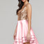 Heart Broken Pink Gold Sequin Multi Layer Skater Dress - EBEPEX