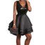 Heart Broken Black Gold Sequin Multi Layer Skater Dress - EBEPEX