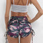 Green Camo Print High Waist Side Ruched Fitness Yoga Shorts - EBEPEX