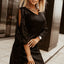 Black Slit Sleeves Sequin Dress - EBEPEX