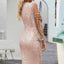 Nude Sequin Tassel Sleeve Bodycon Evening Dress - EBEPEX